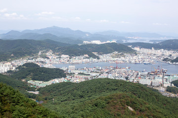 Fototapeta na wymiar Hallyeosudo Marine National Park in Tongyeong, South Korea. Hallyeohaesang National Marine Park
