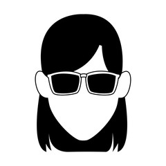 avatar woman with sunglasses icon, flat design