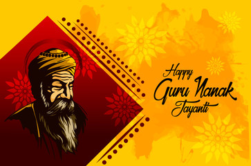 Illustration of Happy Gurpurab, Guru Nanak Jayanti , Prakash Utsav festival of Sikh celebration background