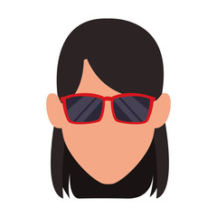 Fototapeta na wymiar avatar woman with sunglasses icon, flat design