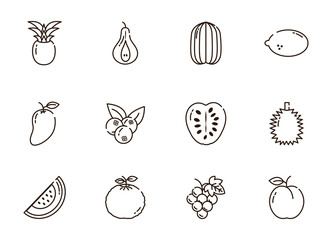 fresh nutrition harvest fruits icons set line style