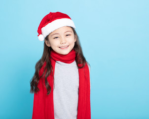 happy little girl in Santa hat