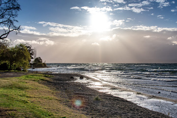 Lake Taupo, New Zeland during the sunset time