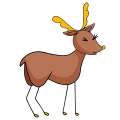 Simple character of reindeer for xmas cards. Vector illustration