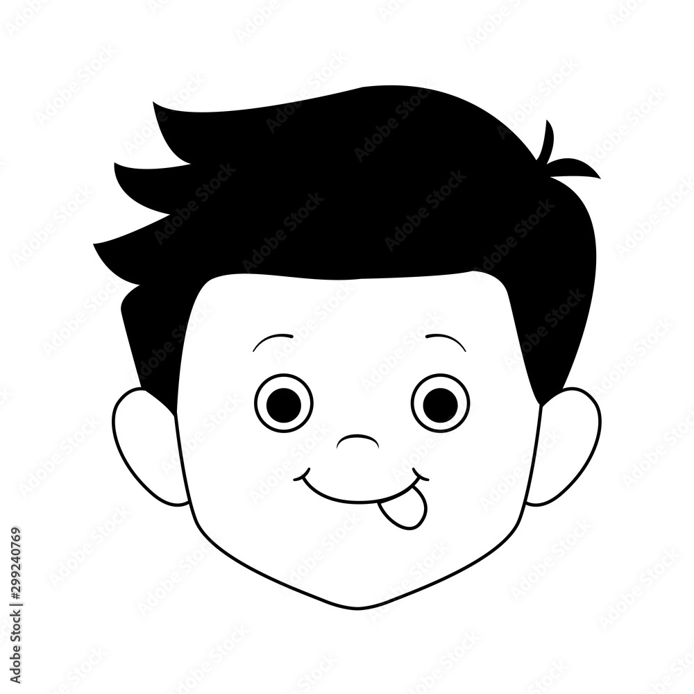 Canvas Prints cute boy face icon, flat design