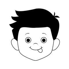 cute boy face icon, flat design