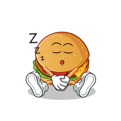 burger sleep cartoon vector mascot illustration