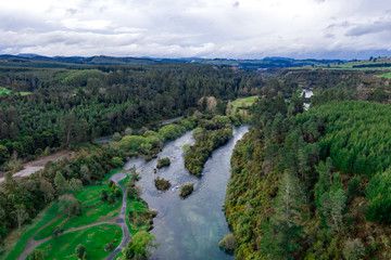 Fototapeta na wymiar Aerial view of Waikato river New Zeland