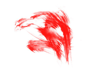 Blood smears texture. White background with red brush