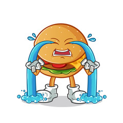 burger cry cartoon vector mascot illustration