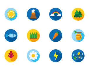 four season weather related block icons set