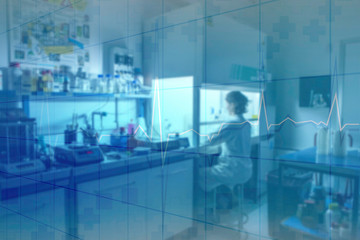 Obraz premium Laboratory research, scientific and medical experiment