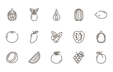 fresh nutrition harvest fruits icons set line style