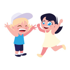 Boy and girl cartoon vector design