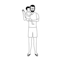 avatar father and son icon, flat design