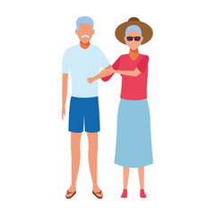 avatar old couple wearing beach clothes, flat design