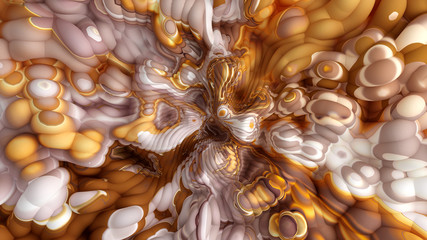 Bright background with a volumetric pattern and print. 3d illustration, 3d rendering.