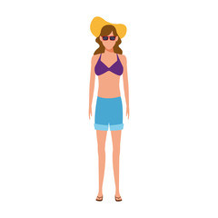 avatar woman wearing shorts and beach hat