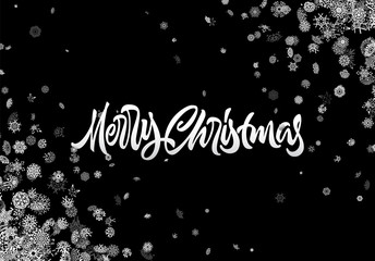 Christmas snowflake abstract background with falling scattered snow for winter New Years Eve holidays celebration