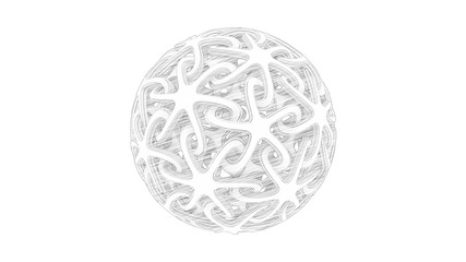 3d rendering of a decorative sphere ornament pattern isolated in white