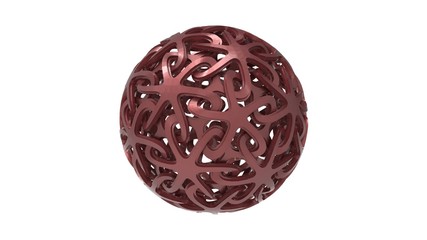 3d rendering of a decorative sphere ornament pattern isolated in white