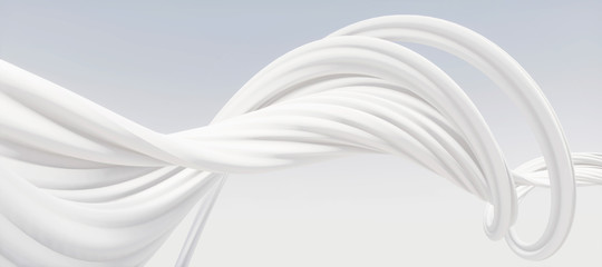 Fototapeta premium Colorful abstract panoramic background: geometric white matte curve. ( Car backplate, 3D rendering computer digitally generated illustration.)