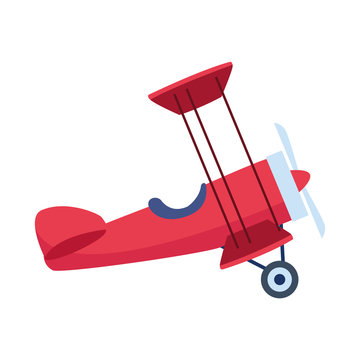 Biplane Icon Image, Flat Design