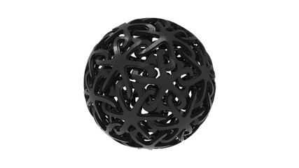 3d rendering of a decorative sphere ornament pattern isolated in white