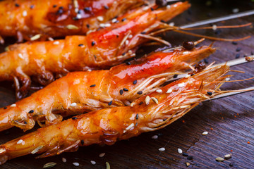Grilled shrimp kebabs, northeast China barbecue