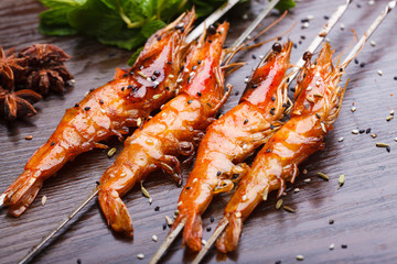 Grilled shrimp kebabs, northeast China barbecue