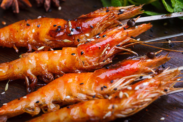 Grilled shrimp kebabs, northeast China barbecue
