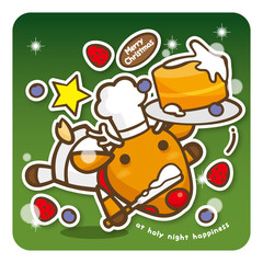 はっぴークリスマス　トナカイシェフのケーキ作りでハプニング（緑）