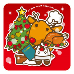 はっぴークリスマス　トナカイシェフの七面鳥グリルでお持てなし（赤）