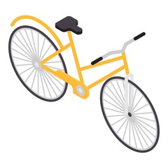 Yellow bicycle icon. Isometric of yellow bicycle vector icon for web design isolated on white background