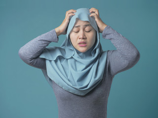 Cute Muslim Lady Having Headache