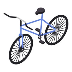 Fototapeta na wymiar Blue bicycle icon. Isometric of blue bicycle vector icon for web design isolated on white background
