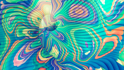 Bright background with a volumetric pattern and print. 3d illustration, 3d rendering.