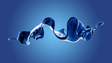 Splash fluid. 3d illustration, 3d rendering.