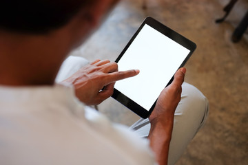 Mock up Copy Space Blank Screen Concept Business Working on tablet.