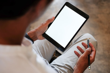 Mock up Copy Space Blank Screen Concept Business Working on tablet.