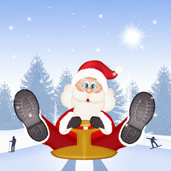 Santa Claus on sleigh on the snow