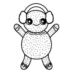 gingerbread man with ear muffs decoration merry christmas icon thick line