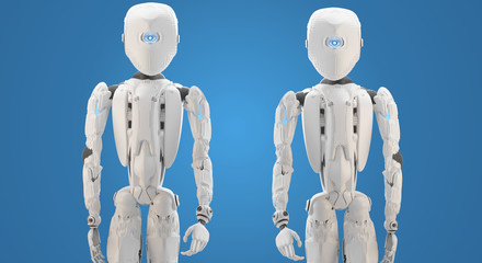 Obraz premium humanoid robot 3d-illustration design rendering