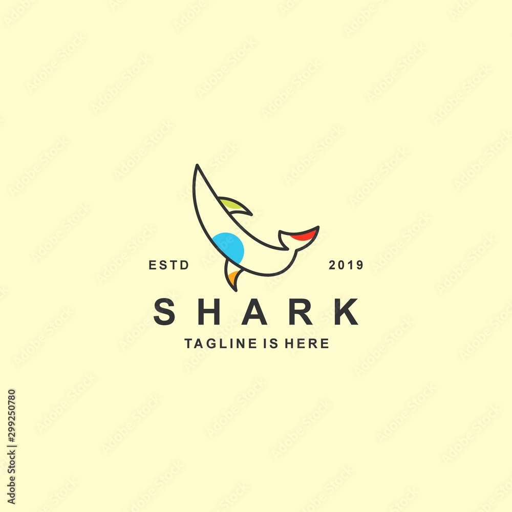 Wall mural shark logo with flat design