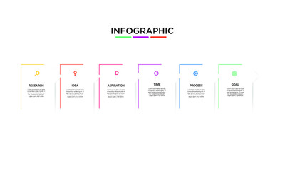 Fototapeta na wymiar Vector simple line Infographic stack chart design with icons and 6 options or steps. for business concept. Can be used for presentations banner, workflow layout, process diagram, flow chart