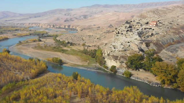 A unique natural landscape located around the ancient cave city Uplistsikhe in Georgia. Ancient stones acquire a bizarre form under the influence of wind, sun and time
