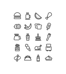 Food and drinks icon set pack vector design