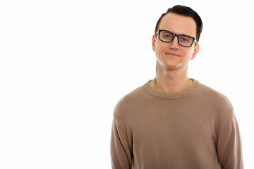 Fototapeta premium Portrait of young handsome man wearing eyeglasses