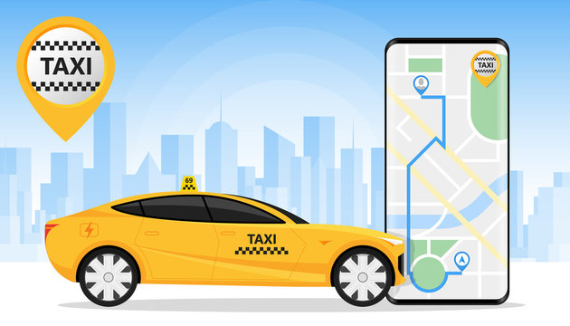 Online mobile application order taxi service Illustration Vector