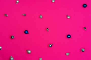 Pink background with Christmas holiday decorations pattern